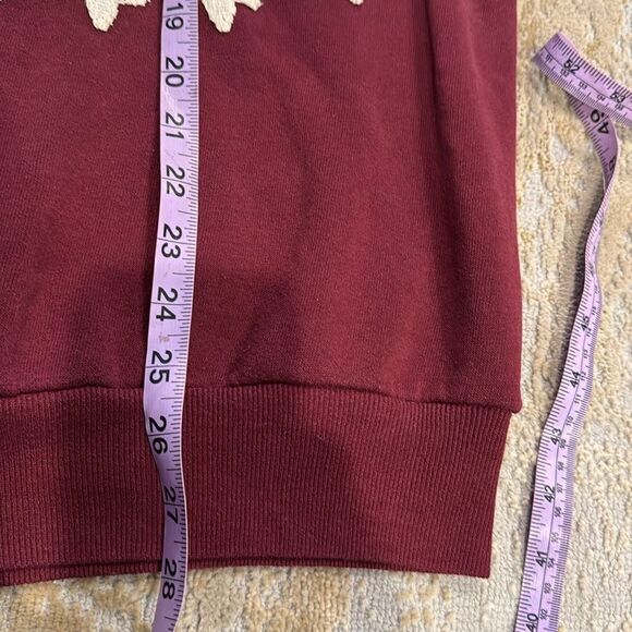 VTG Jerzees sweatshirt Heritage Lace Placemat Folk Art Primitive Houses on front - Picture 8 of 10